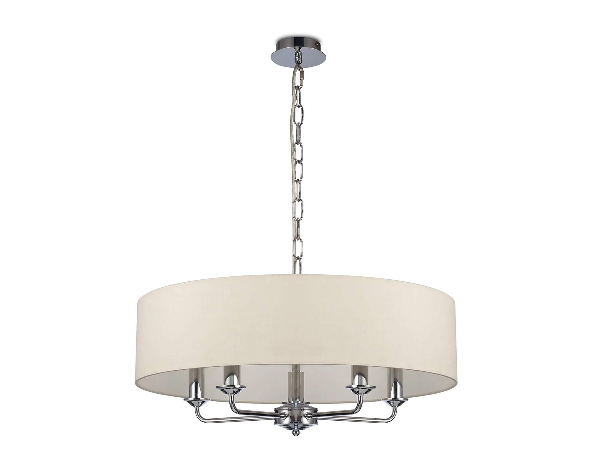 Banyan 60cm 5 Light Pendant Polished Chrome; Ivory Pearl DK0011  Deco Banyan CH IV